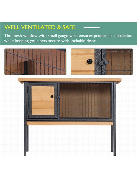 PawHut Wooden Guinea Pigs Hutches Elevated Pet House Bunny with Slide-Out Tray Outdoor Natural - pic 159347 | FastDaddyshop
