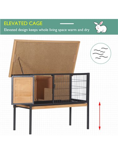 PawHut Wooden Guinea Pigs Hutches Elevated Pet House Bunny with Slide-Out Tray Outdoor Natural