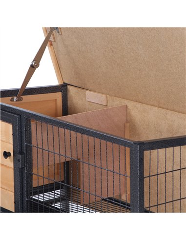 PawHut Wooden Guinea Pigs Hutches Elevated Pet House Bunny with Slide-Out Tray Outdoor Natural
