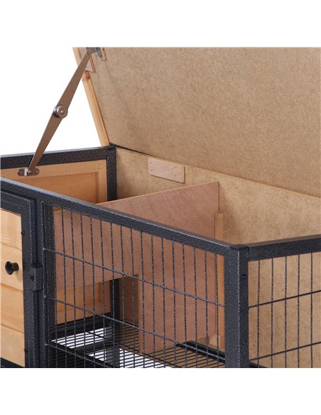 PawHut Wooden Guinea Pigs Hutches Elevated Pet House Bunny with Slide-Out Tray Outdoor Natural - pic 159349 | FastDaddyshop