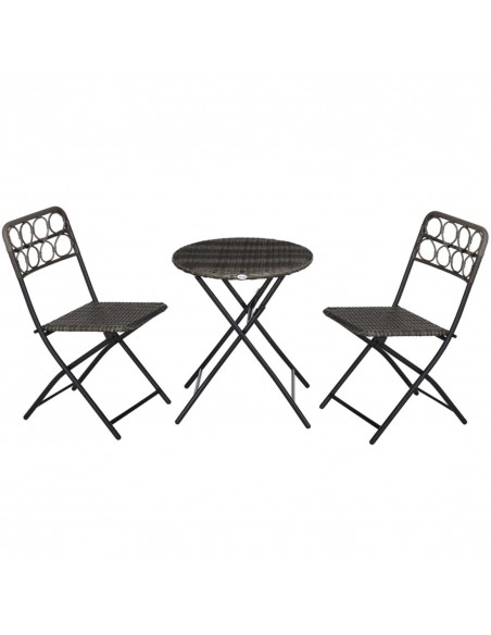 Outsunny 3 PCS Rattan Wicker Bistro Set with Easy Folding Coffee Table and Chairs, Grey - pic 15935 | FastDaddyshop