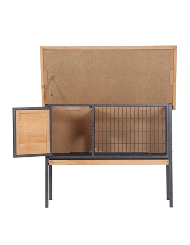 PawHut Wooden Guinea Pigs Hutches Elevated Pet House Bunny with Slide-Out Tray Outdoor Natural