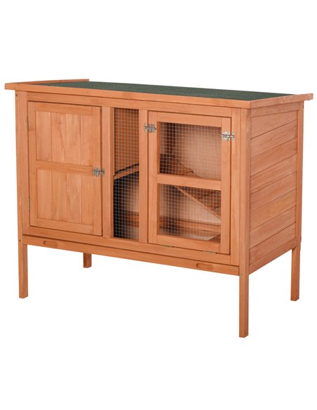 PawHut Wooden Guinea Pigs Hutches Elevated Pet Bunny House with Slide-Out Tray Openable Roof - pic 159357 | FastDaddyshop
