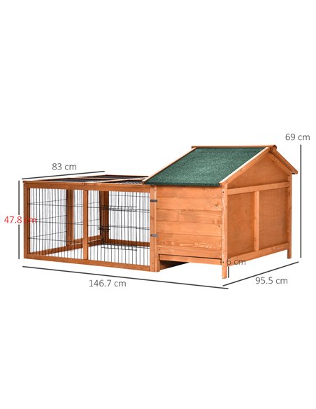 PawHut Wooden Guinea Pigs Hutches Detachable Rabbit Cage Pet House with Openable Run & Roof Slide-out Tray - pic 159371 | FastDaddyshop