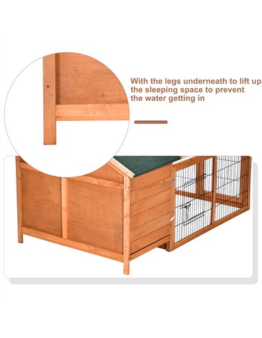 PawHut Wooden Guinea Pigs Hutches Detachable Rabbit Cage Pet House with Openable Run & Roof Slide-out Tray