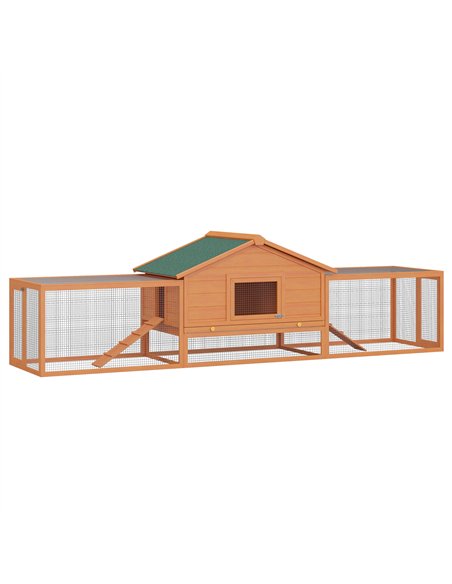 PawHut Wooden Guinea Pigs Hutches W/ Ramp-Golden Red - pic 159378 | FastDaddyshop