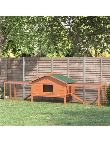 PawHut Wooden Guinea Pigs Hutches W/ Ramp-Golden Red