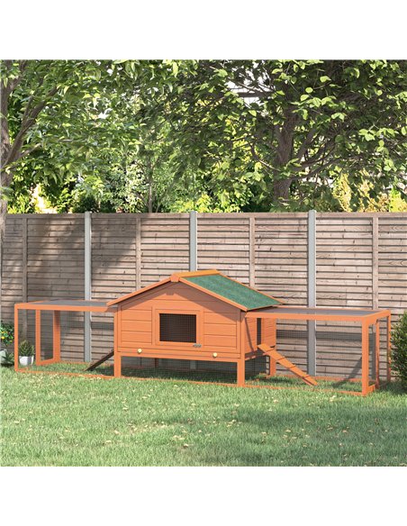 PawHut Wooden Guinea Pigs Hutches W/ Ramp-Golden Red - pic 159379 | FastDaddyshop