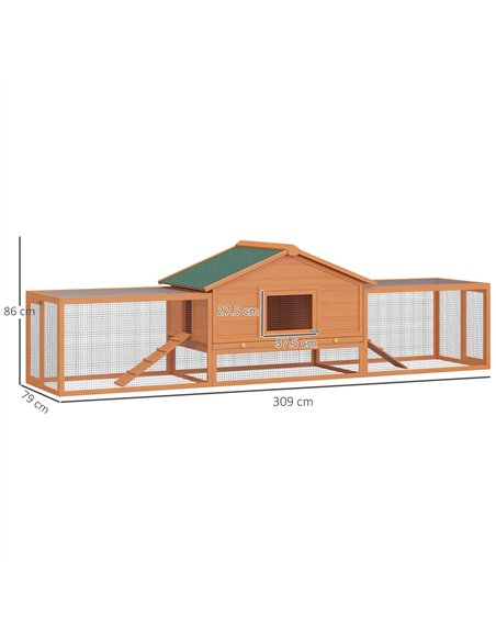PawHut Wooden Guinea Pigs Hutches W/ Ramp-Golden Red - pic 159380 | FastDaddyshop