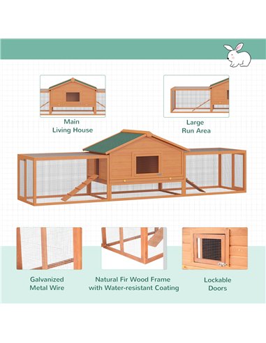 PawHut Wooden Guinea Pigs Hutches W/ Ramp-Golden Red