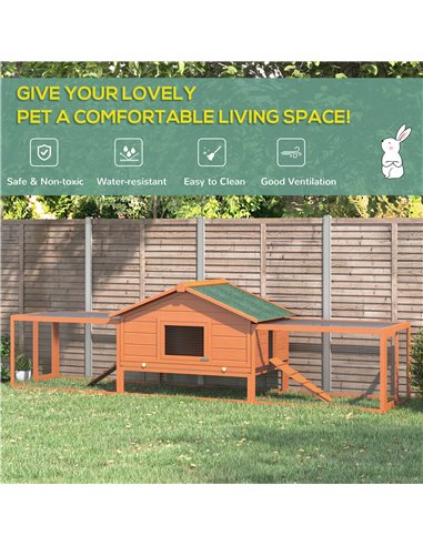 PawHut Wooden Guinea Pigs Hutches W/ Ramp-Golden Red