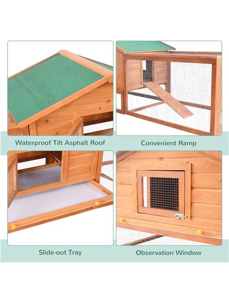 PawHut Wooden Guinea Pigs Hutches W/ Ramp-Golden Red - pic 159383 | FastDaddyshop