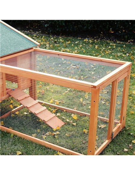 PawHut Wooden Guinea Pigs Hutches W/ Ramp-Golden Red - pic 159385 | FastDaddyshop
