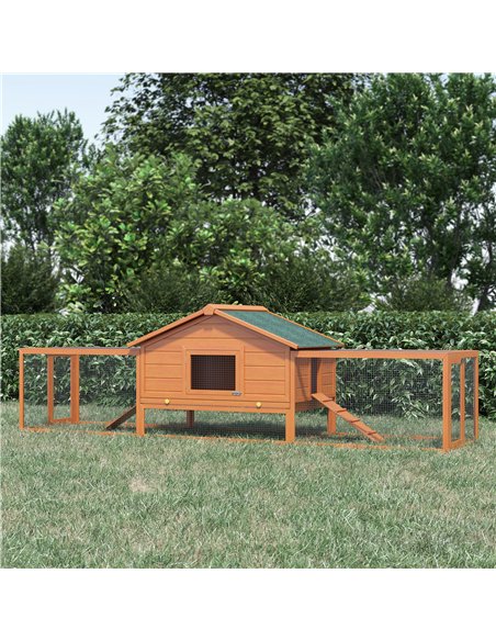 PawHut Wooden Guinea Pigs Hutches W/ Ramp-Golden Red - pic 159386 | FastDaddyshop