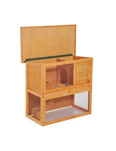 Pawhut Wooden 90cm 2 Tiers Guinea Pigs Hutches