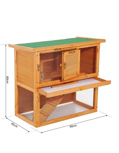 Pawhut Wooden 90cm 2 Tiers Guinea Pigs Hutches