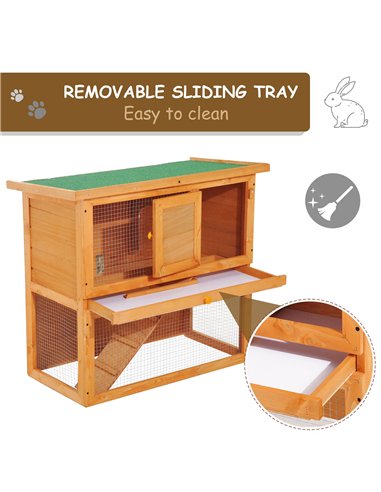 Pawhut Wooden 90cm 2 Tiers Guinea Pigs Hutches