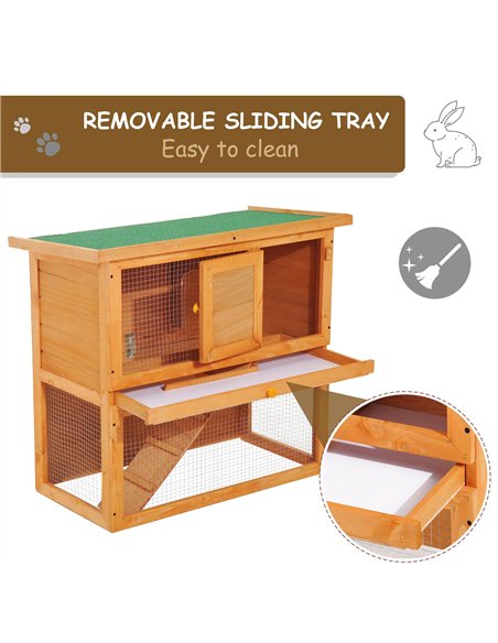 Pawhut Wooden 90cm 2 Tiers Guinea Pigs Hutches - pic 159390 | FastDaddyshop