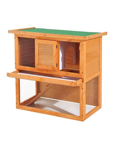 Pawhut Wooden 90cm 2 Tiers Guinea Pigs Hutches