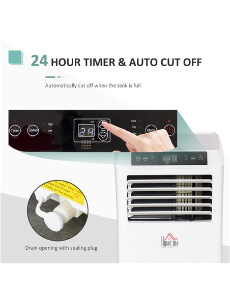 HOMCOM Mobile Air Conditioner White W/ Remote Control Cooling Dehumidifying Ventilating - 765W - pic 15940 | FastDaddyshop