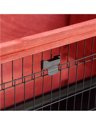 Pawhut Two-Tier Double Decker Wooden Guinea Pigs Hutches Pet Cage 136.4Lx50Wx93H cm-Brown/White