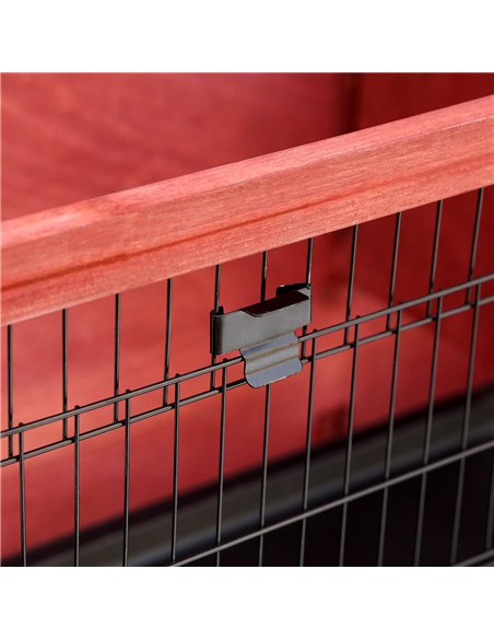 Pawhut Two-Tier Double Decker Wooden Guinea Pigs Hutches Pet Cage 136.4Lx50Wx93H cm-Brown/White - pic 159403 | FastDaddyshop