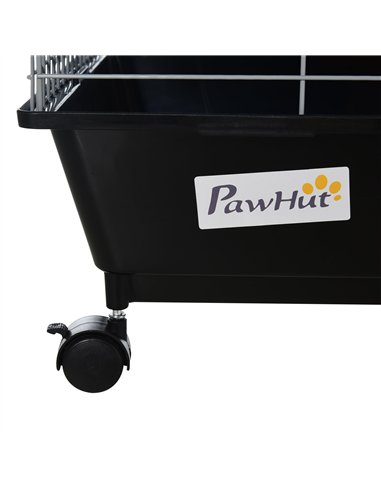 PawHut Steel Small 2-Tier Small Guinea Pigs Hutches w/ Accessories Blue/Orange