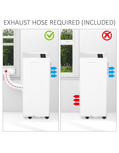HOMCOM Mobile Air Conditioner White W/ Remote Control Cooling Dehumidifying Ventilating - 765W