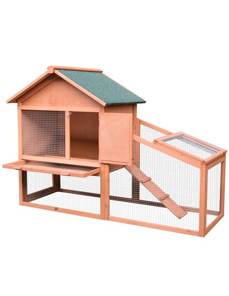 PawHut Small Animal Two-Level Fir Wood Guinea Pigs Hutches w/ Slide Out Tray Red/Brown - pic 159432 | FastDaddyshop