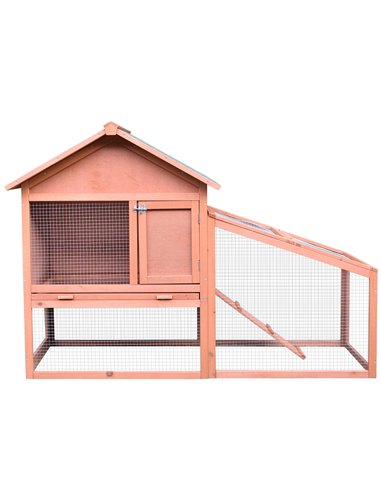 PawHut Small Animal Two-Level Fir Wood Guinea Pigs Hutches w/ Slide Out Tray Red/Brown