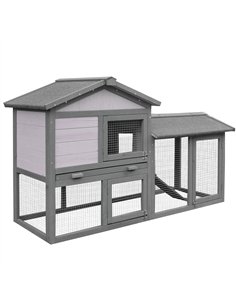 PawHut Small Animal Two-Level Fir Wood Guinea Pigs Hutches w/ Ramp Burnt Yellow