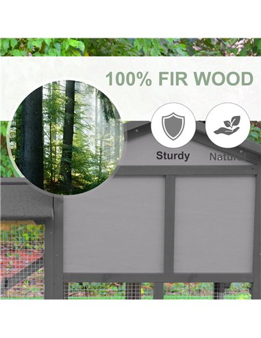 PawHut Small Animal Two-Level Fir Wood Guinea Pigs Hutches w/ Ramp Burnt Yellow