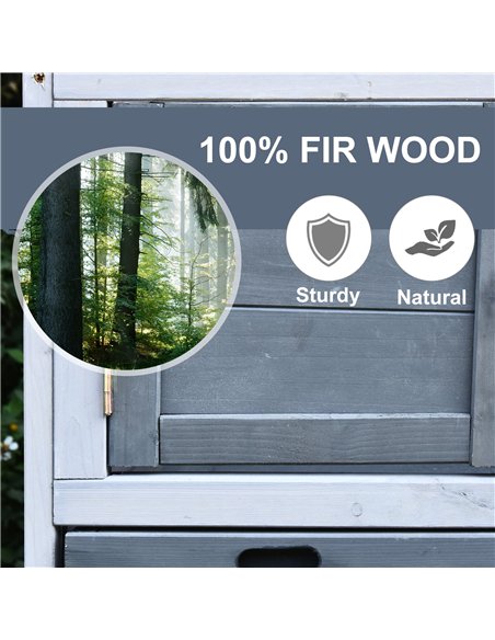 PawHut Small Animal Two-Level Fir Wood Guinea Pigs Hutches w/ Ramp Burnt Grey - pic 159455 | FastDaddyshop
