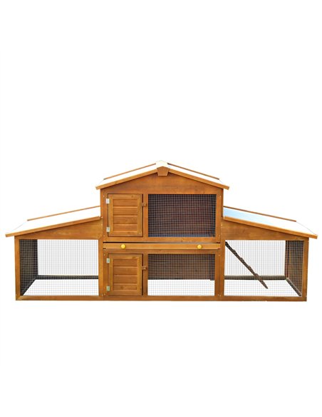 PawHut Small Animal Deluxe XXL Fir Wood 2-Tier Guinea Pigs Hutches Natural Wood Tone - pic 159466 | FastDaddyshop