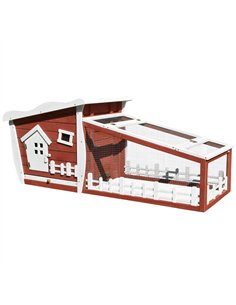 PawHut Rabbits Outdoor Fir Wood Guinea Pigs Hutches w/ Ramp Wine-Brown