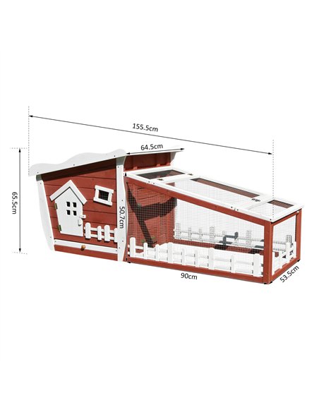 PawHut Rabbits Outdoor Fir Wood Guinea Pigs Hutches w/ Ramp Wine-Brown - pic 159470 | FastDaddyshop