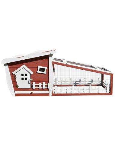 PawHut Rabbits Outdoor Fir Wood Guinea Pigs Hutches w/ Ramp Wine-Brown