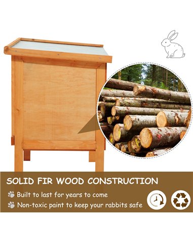 Pawhut Guinea Pigs Hutches,90Lx45Wx65H cm-Fir Wood