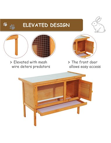 Pawhut Guinea Pigs Hutches,90Lx45Wx65H cm-Fir Wood
