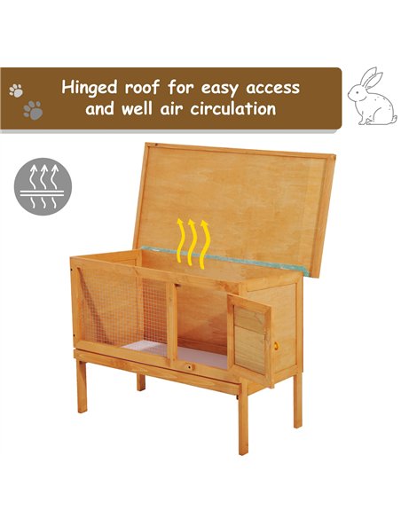 Pawhut Guinea Pigs Hutches,90Lx45Wx65H cm-Fir Wood - pic 159502 | FastDaddyshop