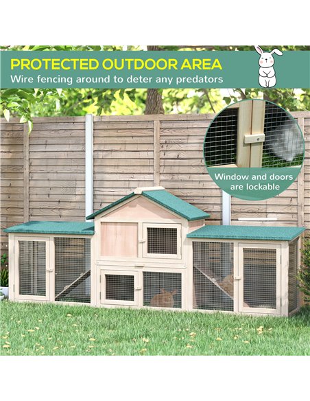 PawHut Guinea Pigs Hutches, 210Lx45.5Wx84.5H cm, Fir Wood-Natural Wood Colour - pic 159508 | FastDaddyshop