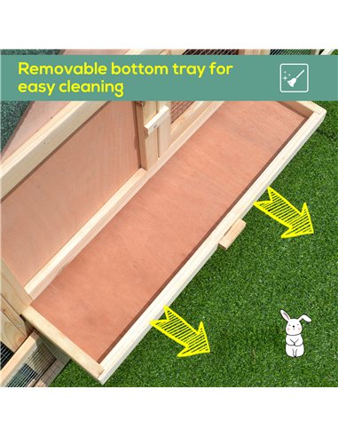 PawHut Guinea Pigs Hutches, 210Lx45.5Wx84.5H cm, Fir Wood-Natural Wood Colour