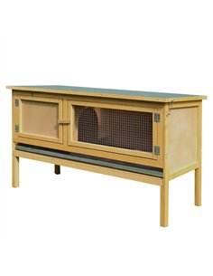 PawHut Guinea Pigs Hutches, 115Lx44.3Wx65H cm, Fir Wood-Yellow/Green