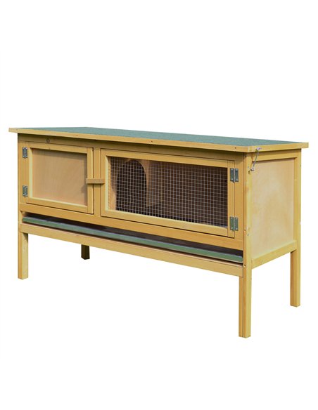 PawHut Guinea Pigs Hutches, 115Lx44.3Wx65H cm, Fir Wood-Yellow/Green - pic 159513 | FastDaddyshop