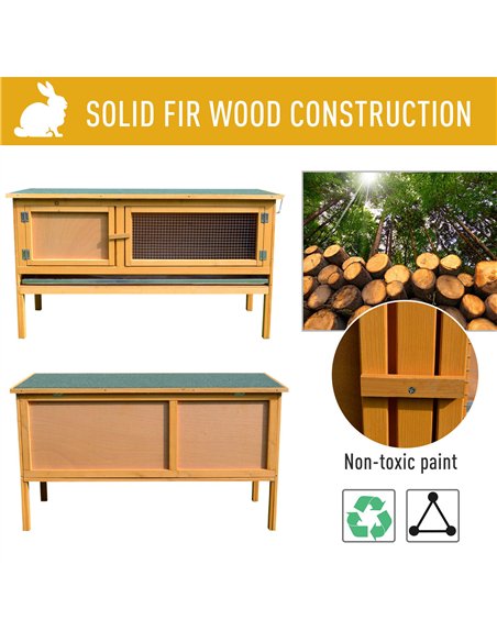 PawHut Guinea Pigs Hutches, 115Lx44.3Wx65H cm, Fir Wood-Yellow/Green - pic 159516 | FastDaddyshop