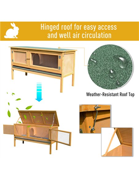 PawHut Guinea Pigs Hutches, 115Lx44.3Wx65H cm, Fir Wood-Yellow/Green - pic 159517 | FastDaddyshop