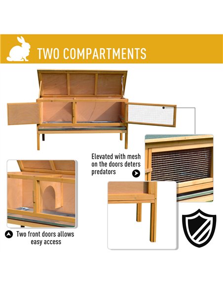 PawHut Guinea Pigs Hutches, 115Lx44.3Wx65H cm, Fir Wood-Yellow/Green - pic 159519 | FastDaddyshop