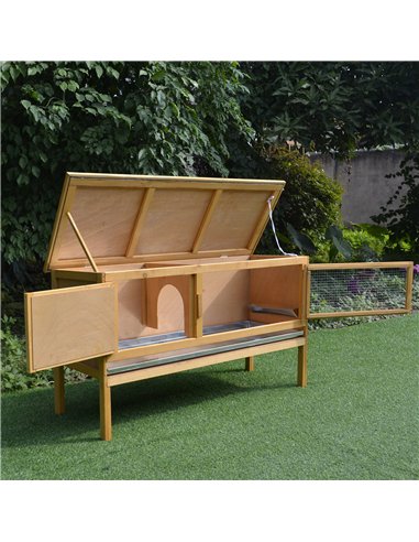 PawHut Guinea Pigs Hutches, 115Lx44.3Wx65H cm, Fir Wood-Yellow/Green