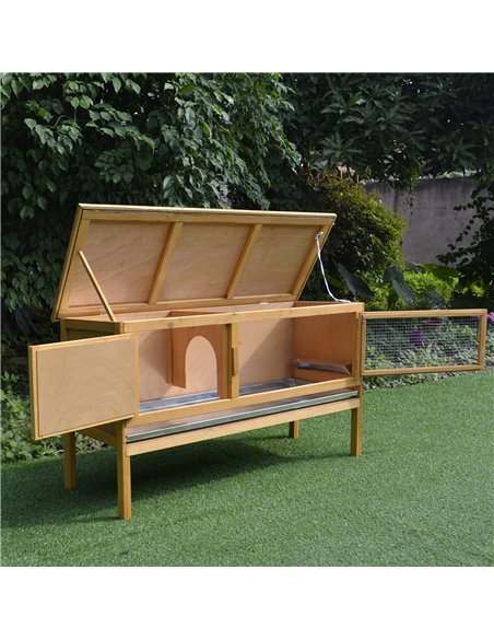 PawHut Guinea Pigs Hutches, 115Lx44.3Wx65H cm, Fir Wood-Yellow/Green - pic 159520 | FastDaddyshop