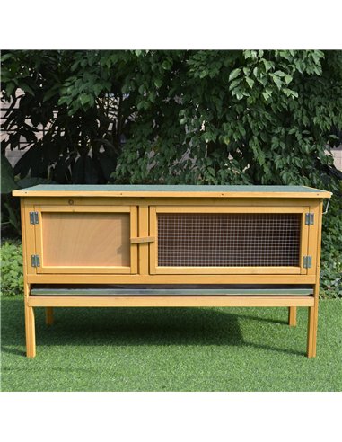 PawHut Guinea Pigs Hutches, 115Lx44.3Wx65H cm, Fir Wood-Yellow/Green